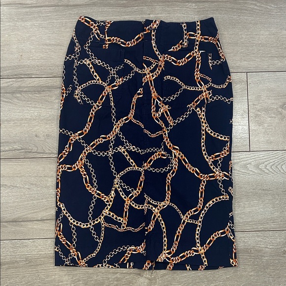 Maeve Dresses & Skirts - Maeve by Anthropologie Navy Chain-Print Pencil Skirt